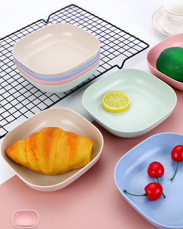 Plate Set Pack Of 10 | Plastic Spit Bone Dish Plates Plates Set With Holder (random Colours)